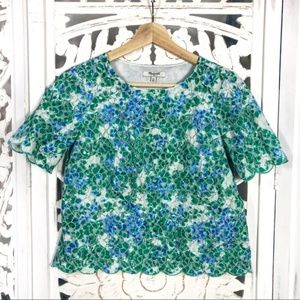 Madewell Scalloped Floral Cropped Top